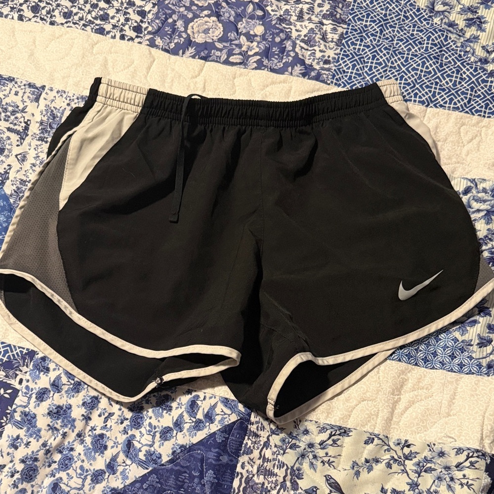 Nike Women's Black and White Athletic Shorts